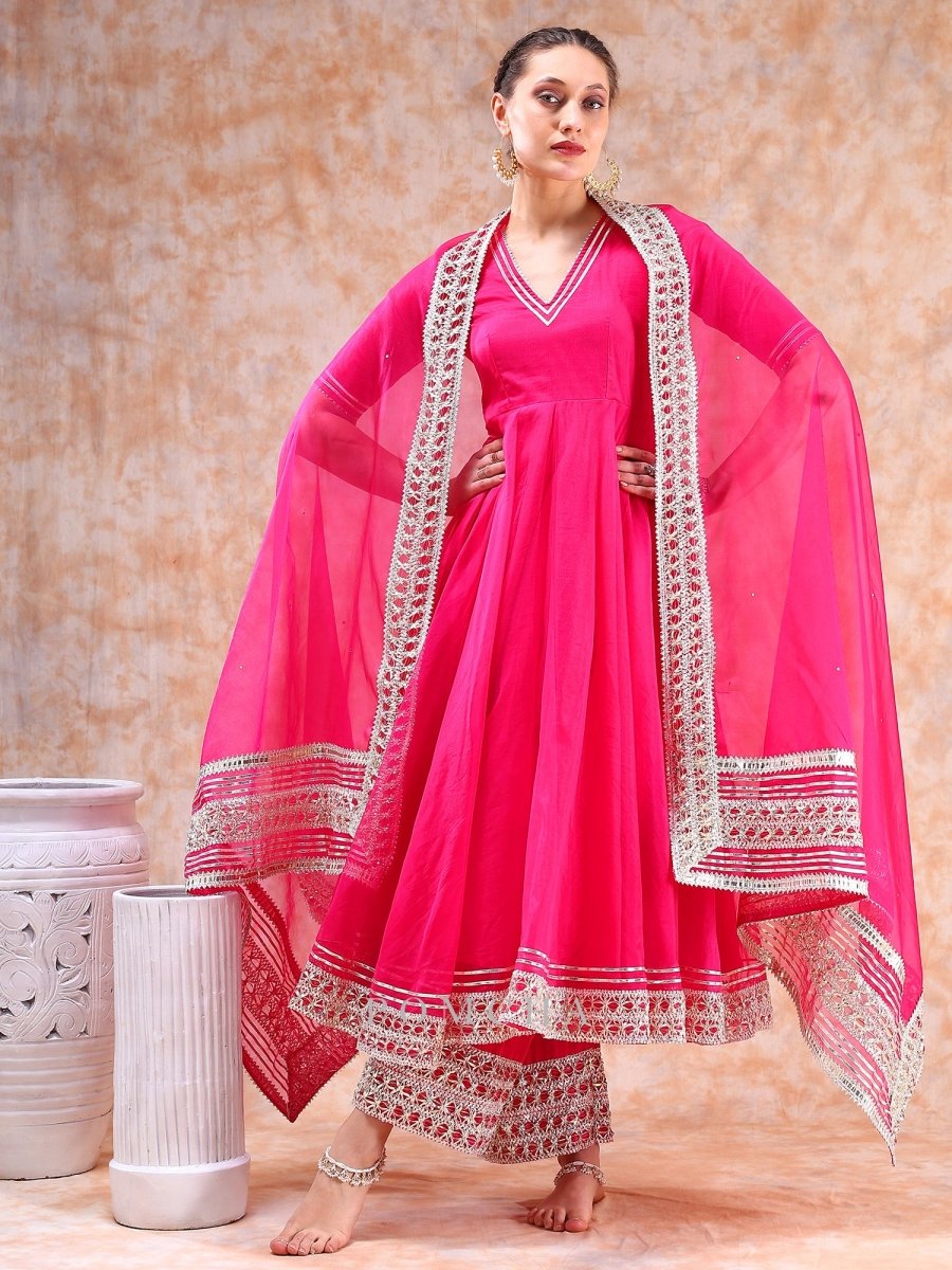 DIL KASH HOT PINK ANARKALI SET - Pomcha Jaipur