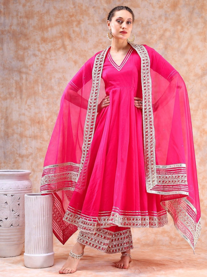DIL KASH HOT PINK ANARKALI SET - Pomcha Jaipur