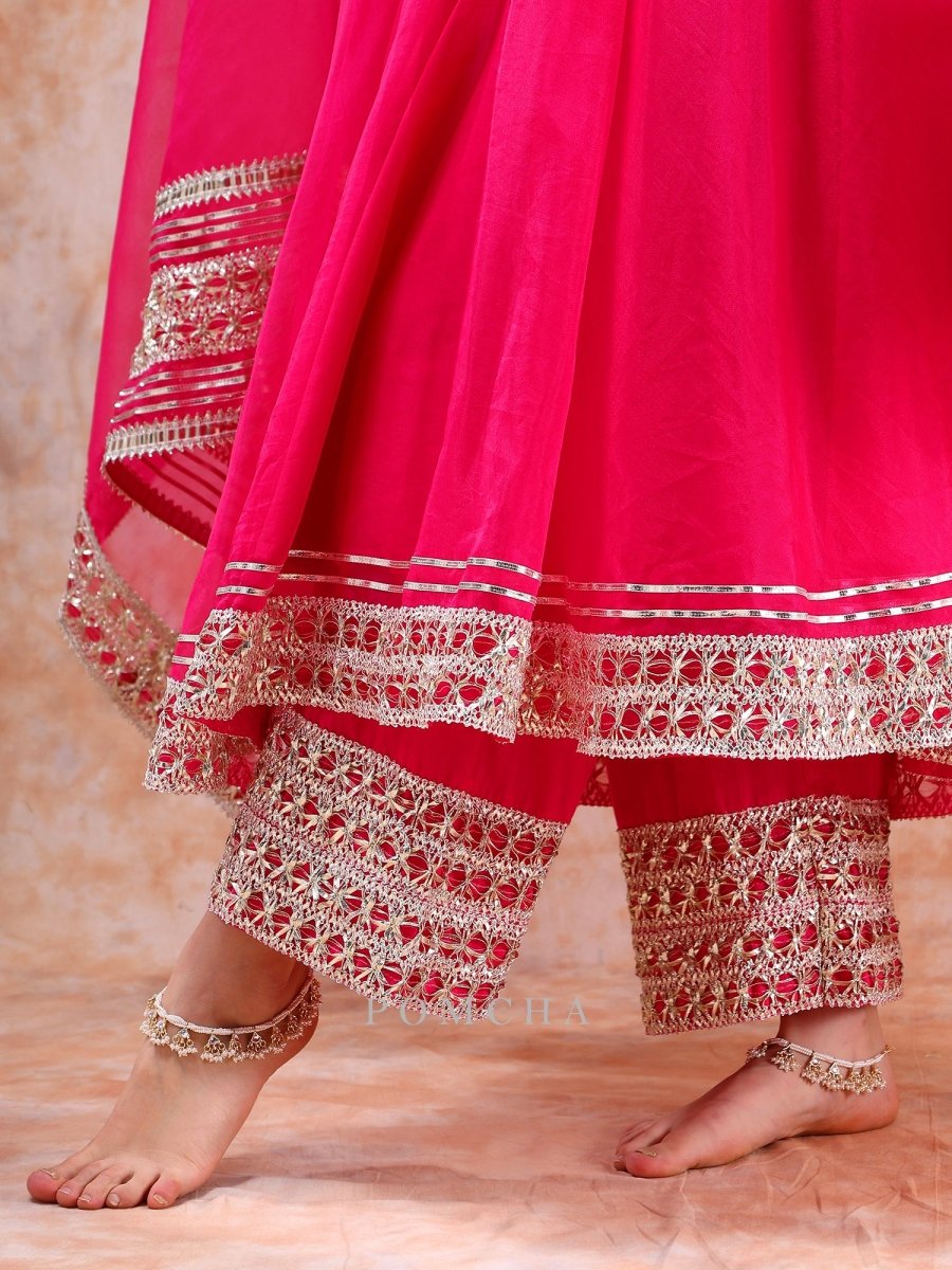 DIL KASH HOT PINK ANARKALI SET - Pomcha Jaipur
