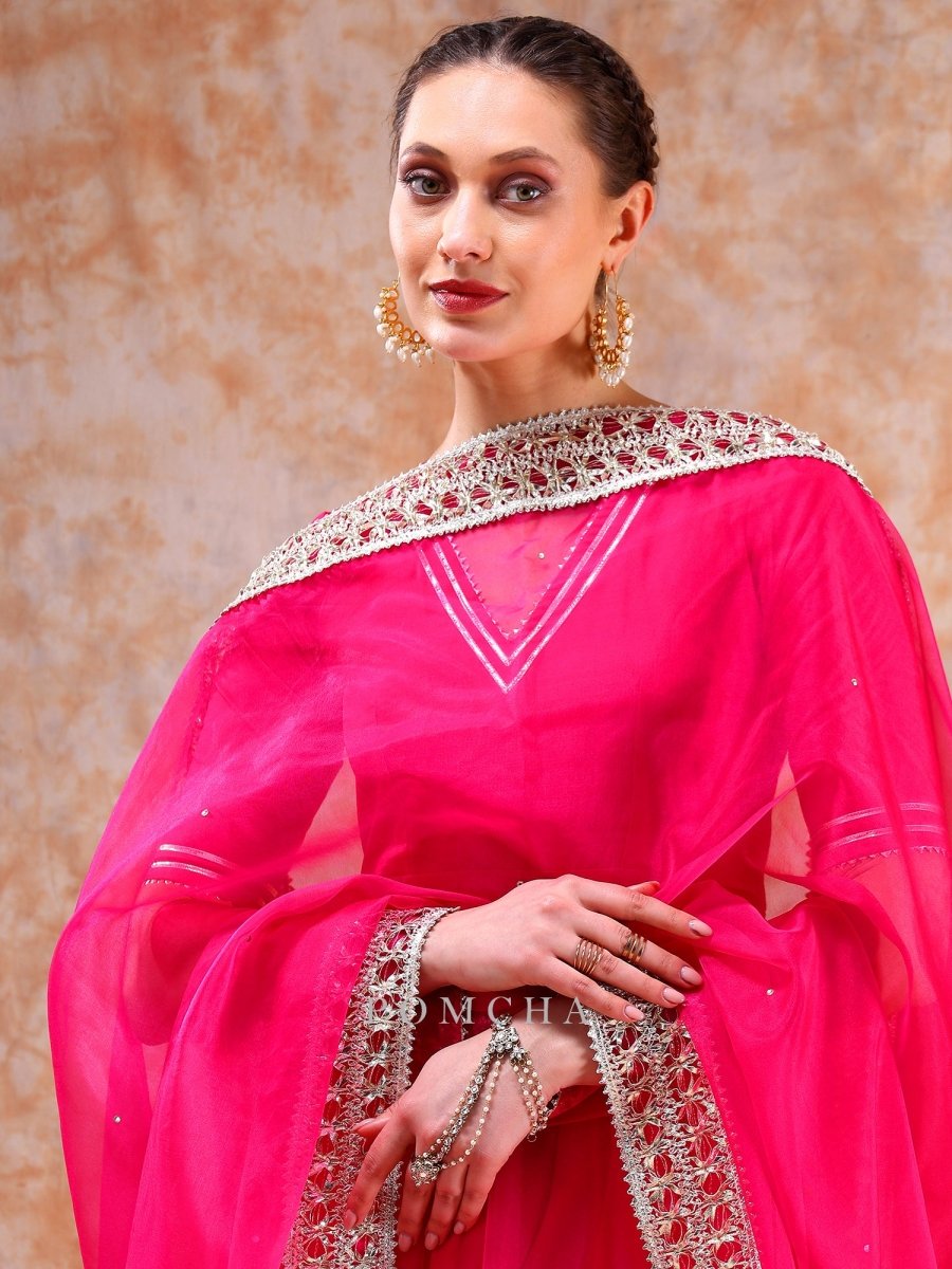 DIL KASH HOT PINK ANARKALI SET - Pomcha Jaipur
