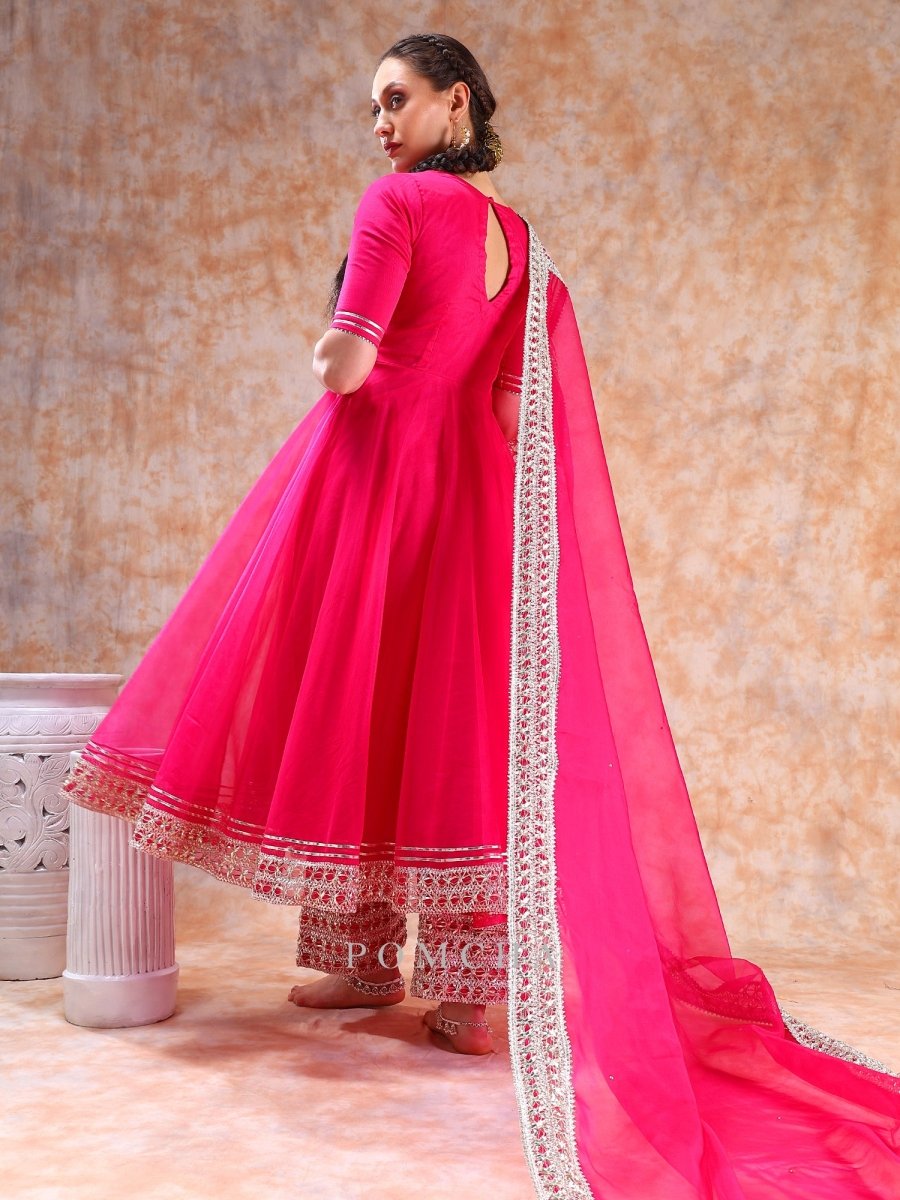 DIL KASH HOT PINK ANARKALI SET - Pomcha Jaipur