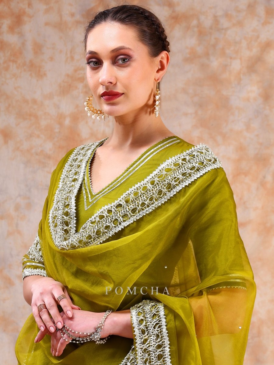 DIL KASH MEHENDI GREEN ANARKALI SET - Pomcha Jaipur