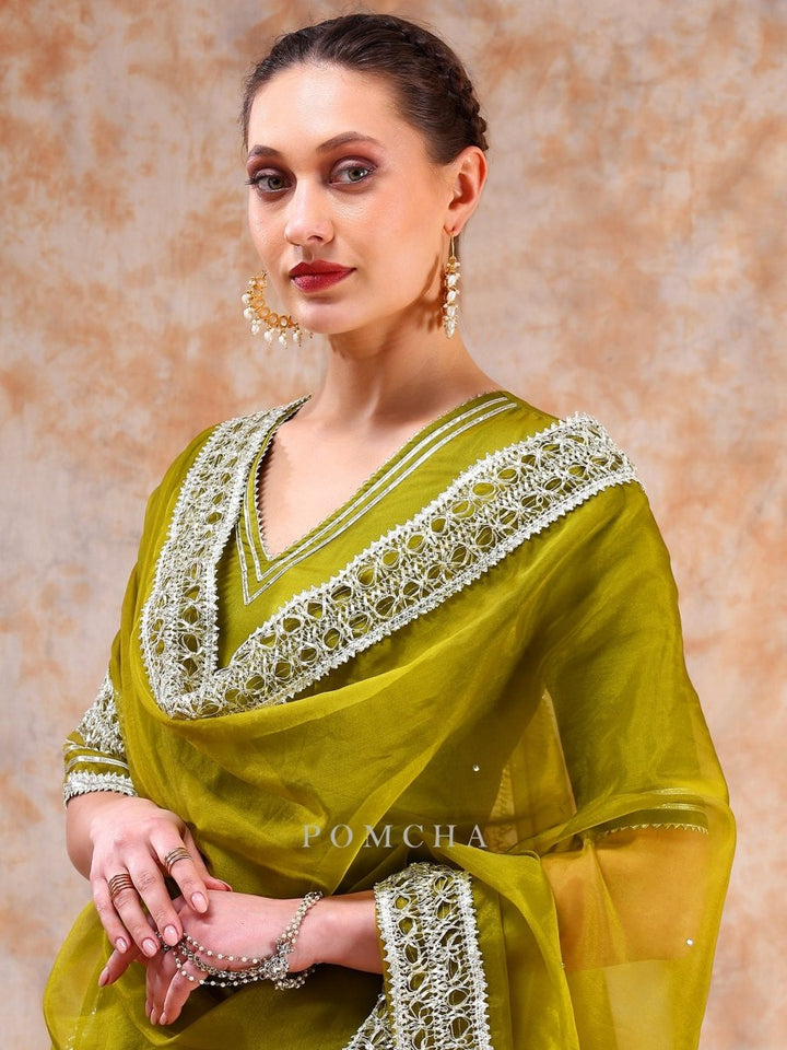 DIL KASH MEHENDI GREEN ANARKALI SET - Pomcha Jaipur