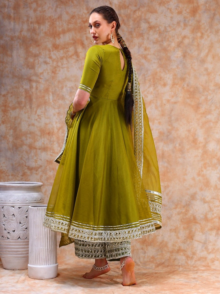 DIL KASH MEHENDI GREEN ANARKALI SET - Pomcha Jaipur
