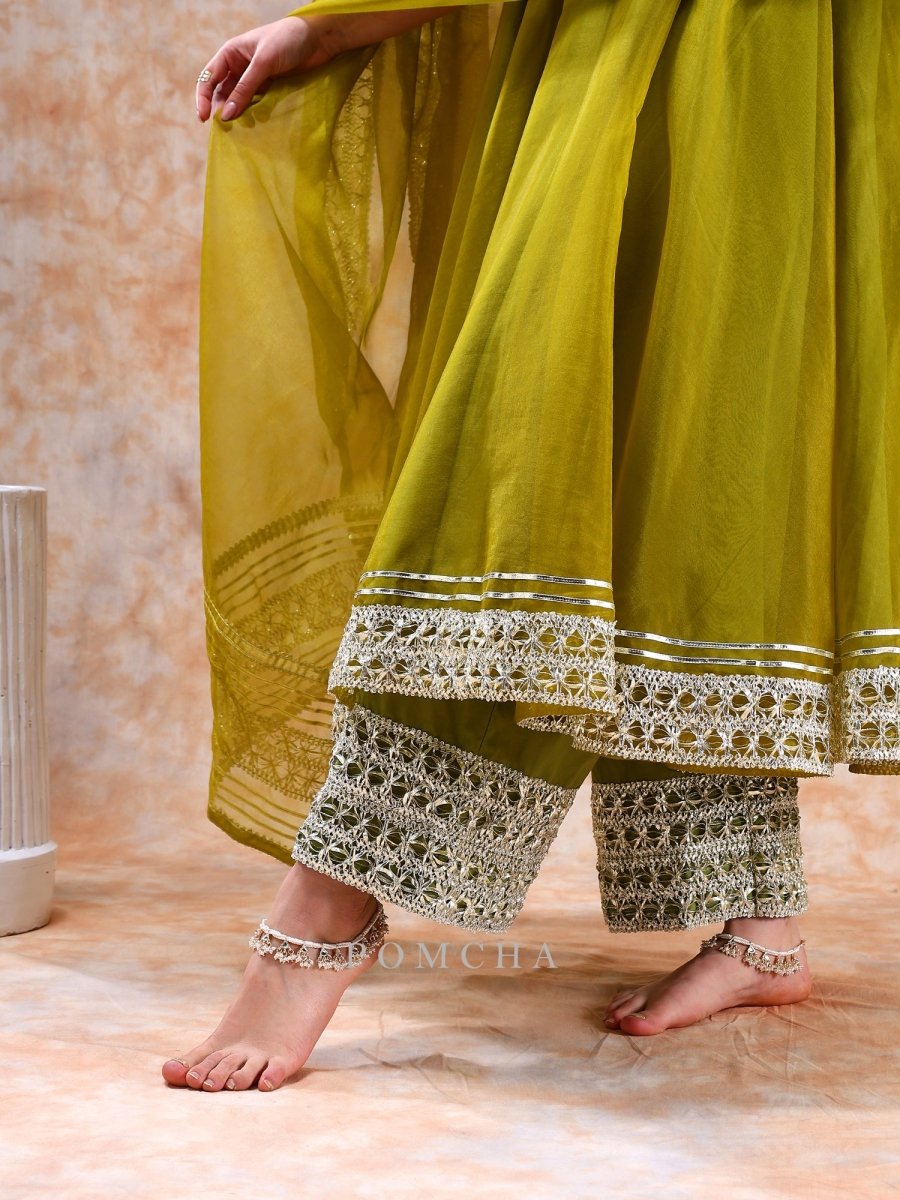 DIL KASH MEHENDI GREEN ANARKALI SET - Pomcha Jaipur