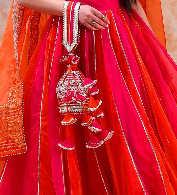 DIL KASH ORANGE PINK DOUBLE SHADE ANARKALI - Pomcha Jaipur