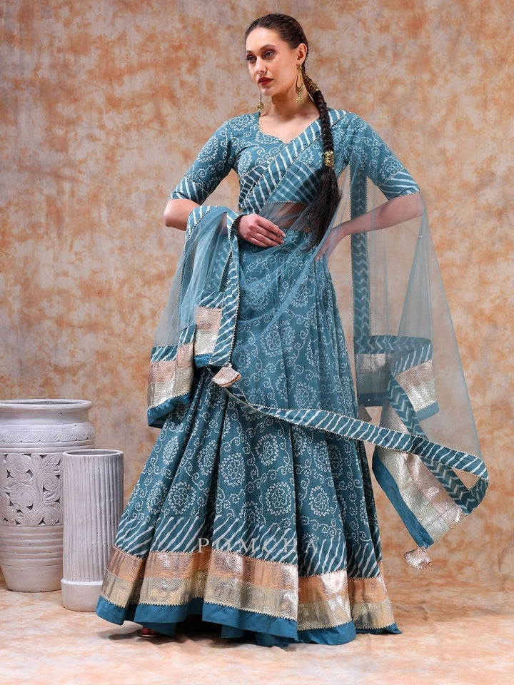 DIL KASH POWDER BLUE LEHENGA SET - Pomcha Jaipur