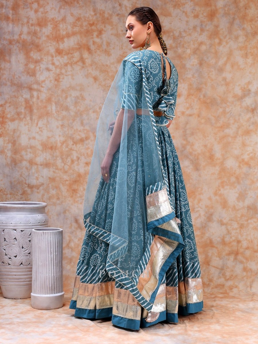 DIL KASH POWDER BLUE LEHENGA SET - Pomcha Jaipur