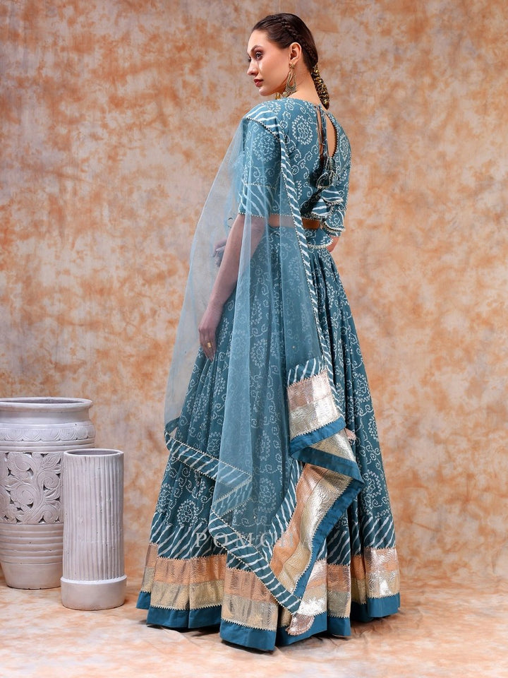 DIL KASH POWDER BLUE LEHENGA SET - Pomcha Jaipur
