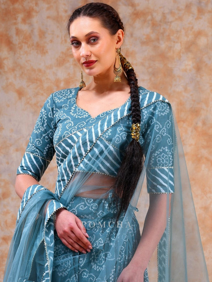DIL KASH POWDER BLUE LEHENGA SET - Pomcha Jaipur