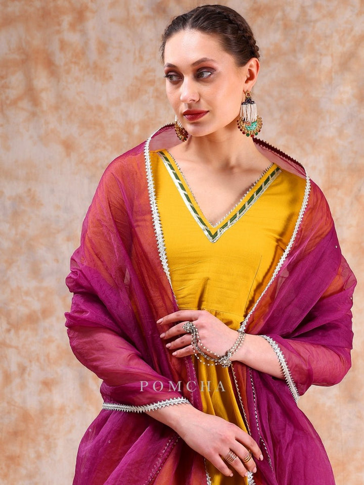 DIL KASH YELLOW PURPLE SHARARA SET - Pomcha Jaipur