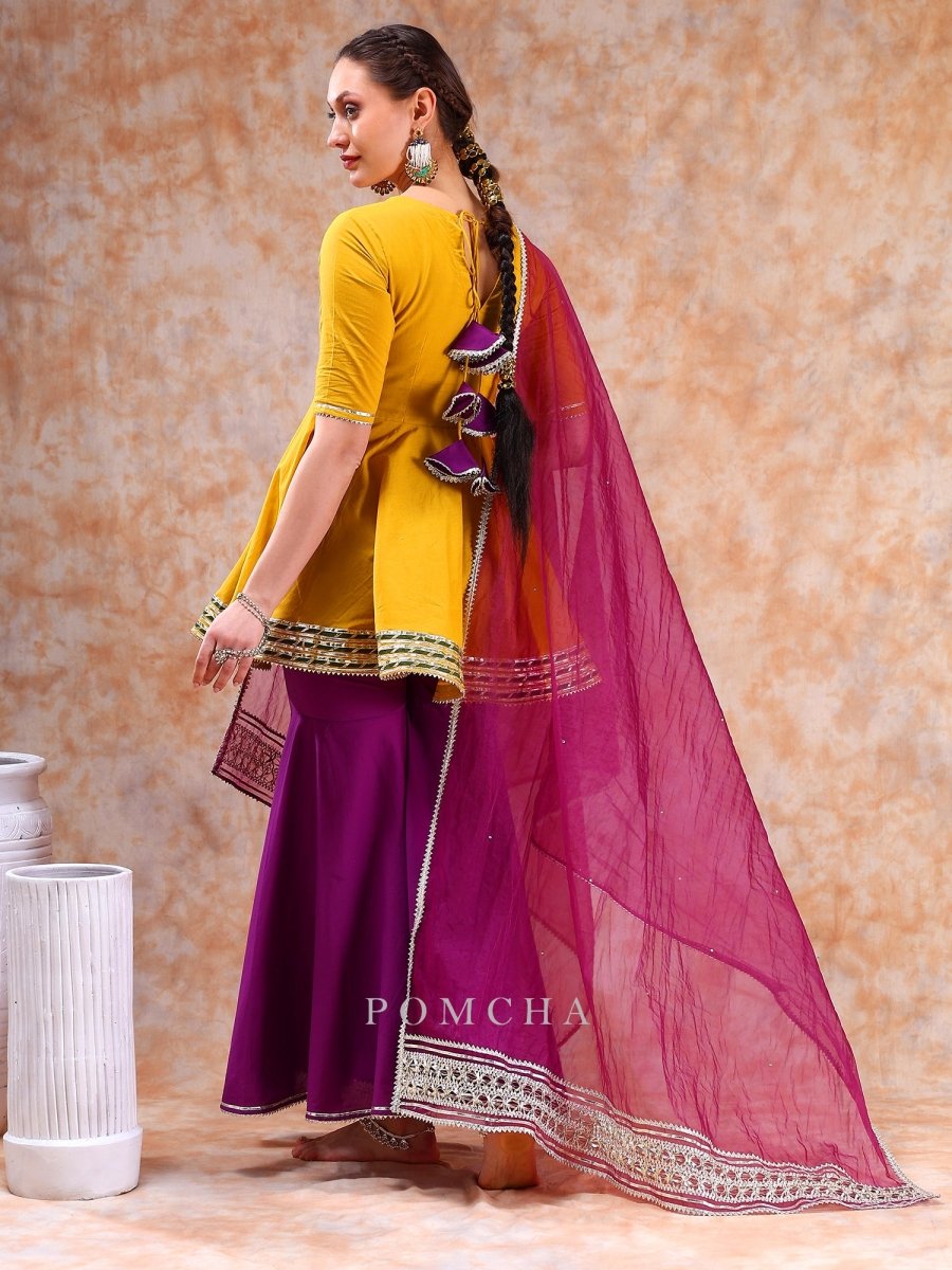 DIL KASH YELLOW PURPLE SHARARA SET - Pomcha Jaipur