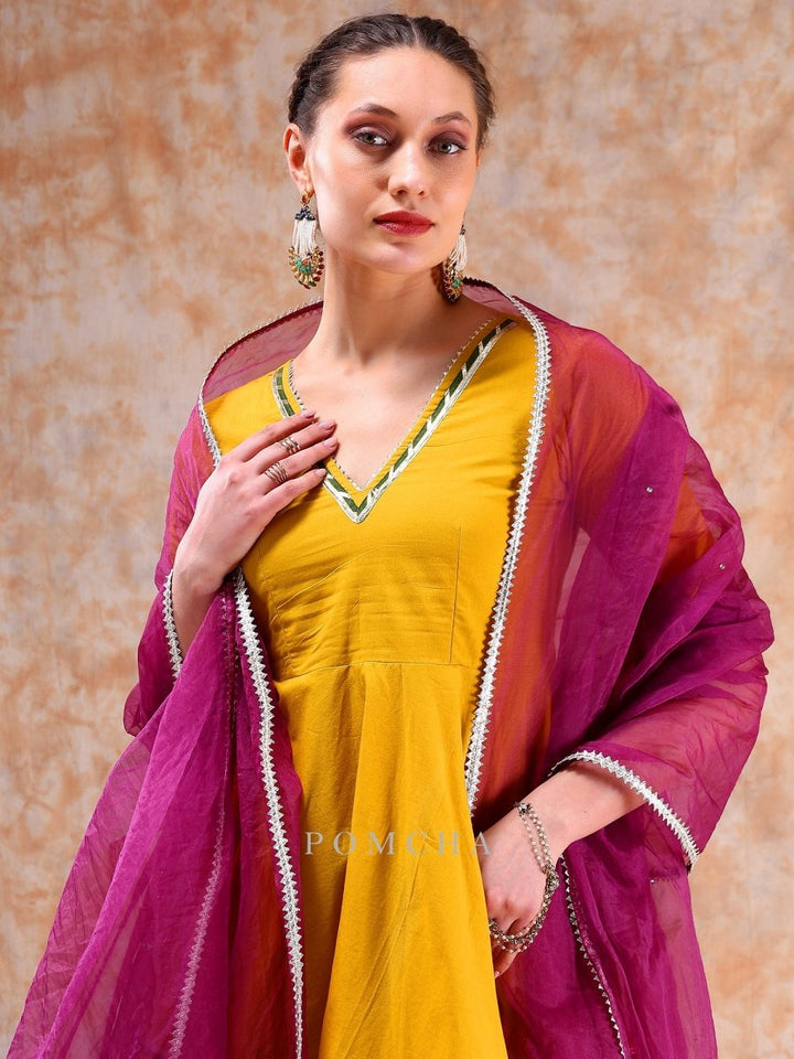 DIL KASH YELLOW PURPLE SHARARA SET - Pomcha Jaipur