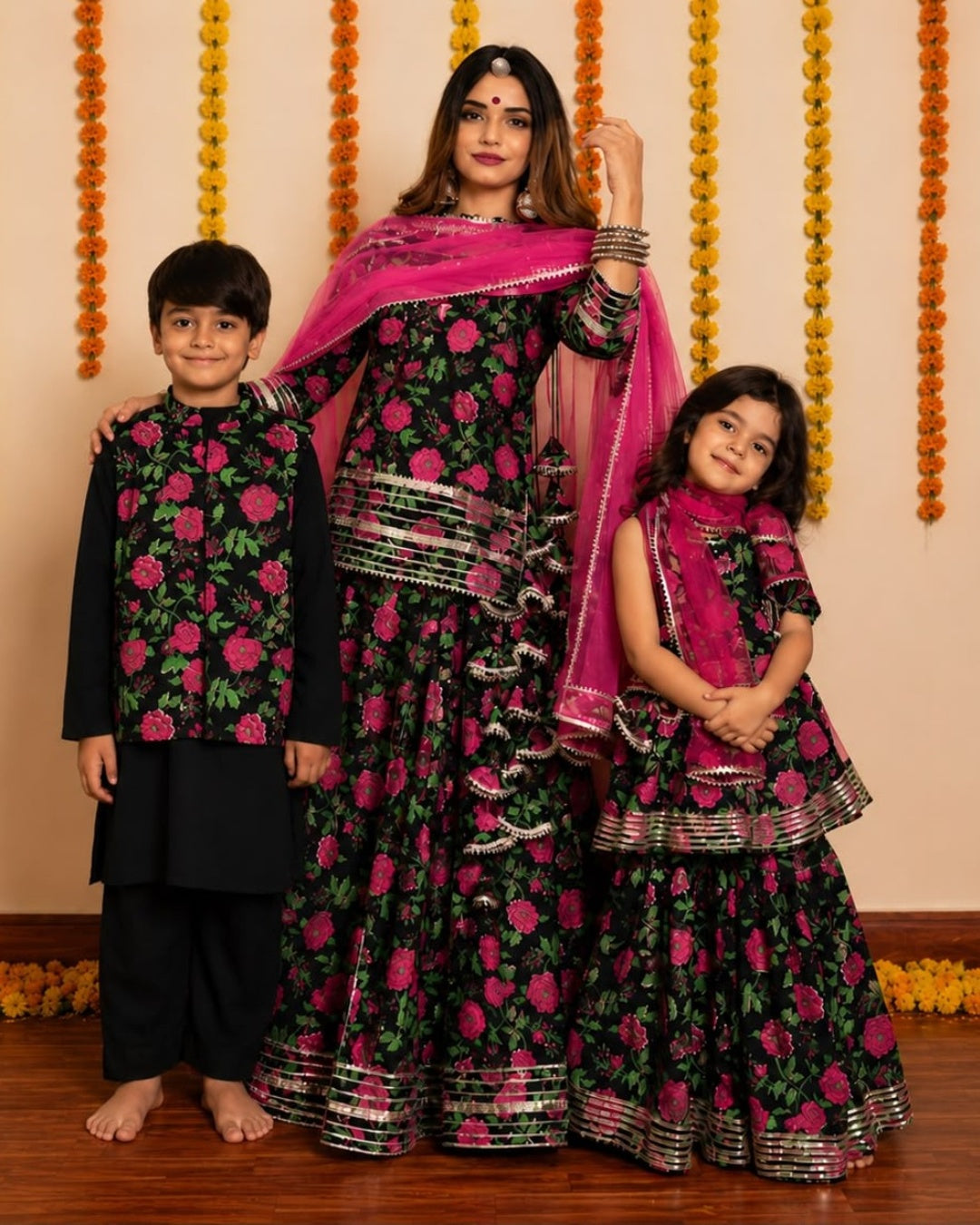 GULMOHAR COTTON HAND BLOCK PRINT FAMILY OUTFIT COMBO