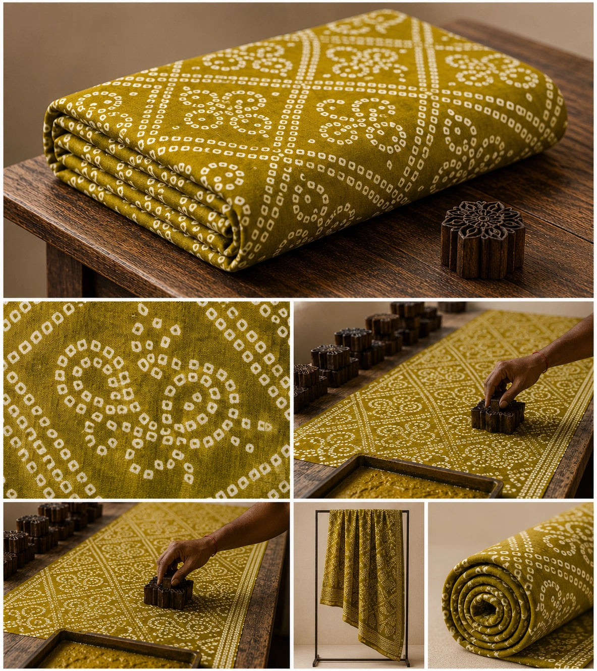 GREEN BANDHEJ FABRIC