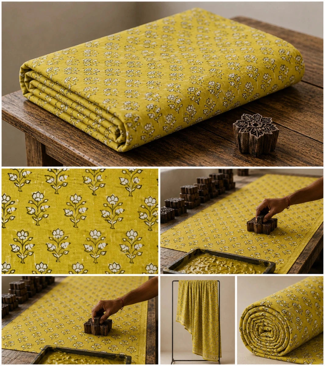 FLORAL COTTON BUTA HAND BLOCK PRINT FABRIC - Pomcha Jaipur