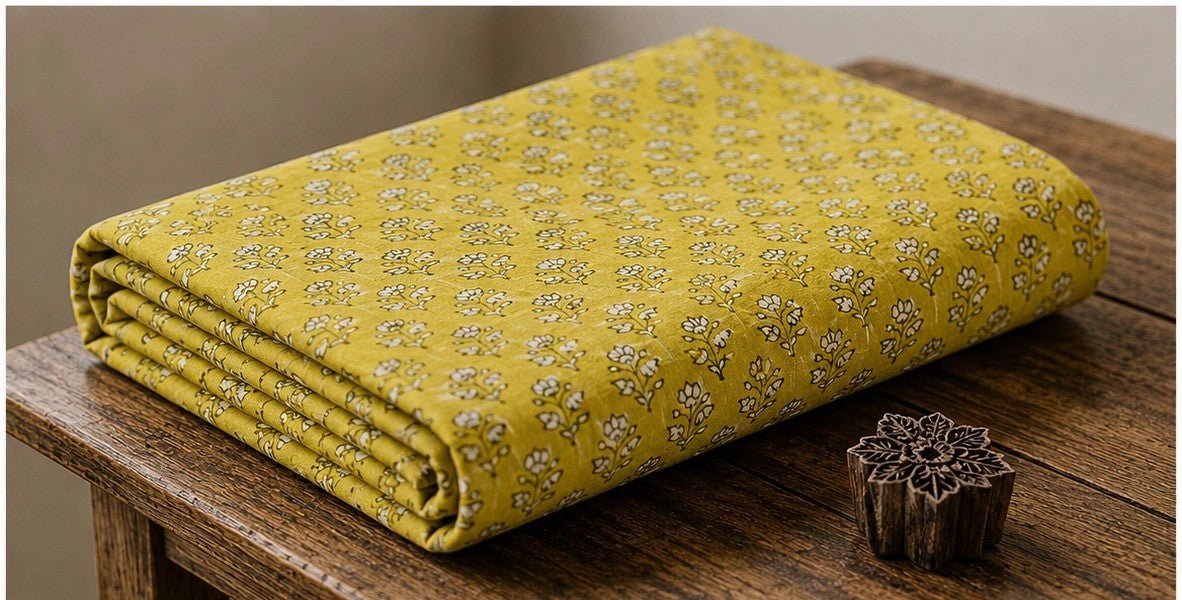 FLORAL COTTON BUTA HAND BLOCK PRINT FABRIC - Pomcha Jaipur