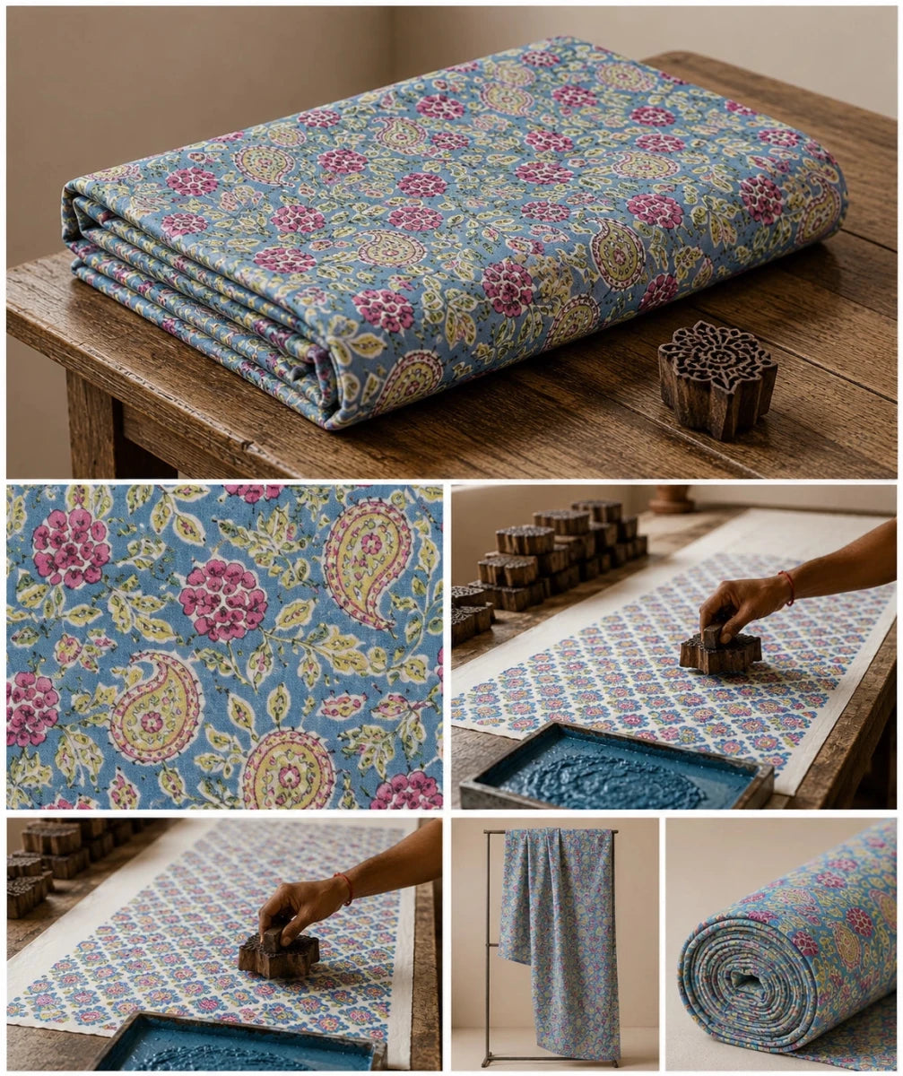 FLORAL PRINTED COTTON FABRIC - Pomcha Jaipur