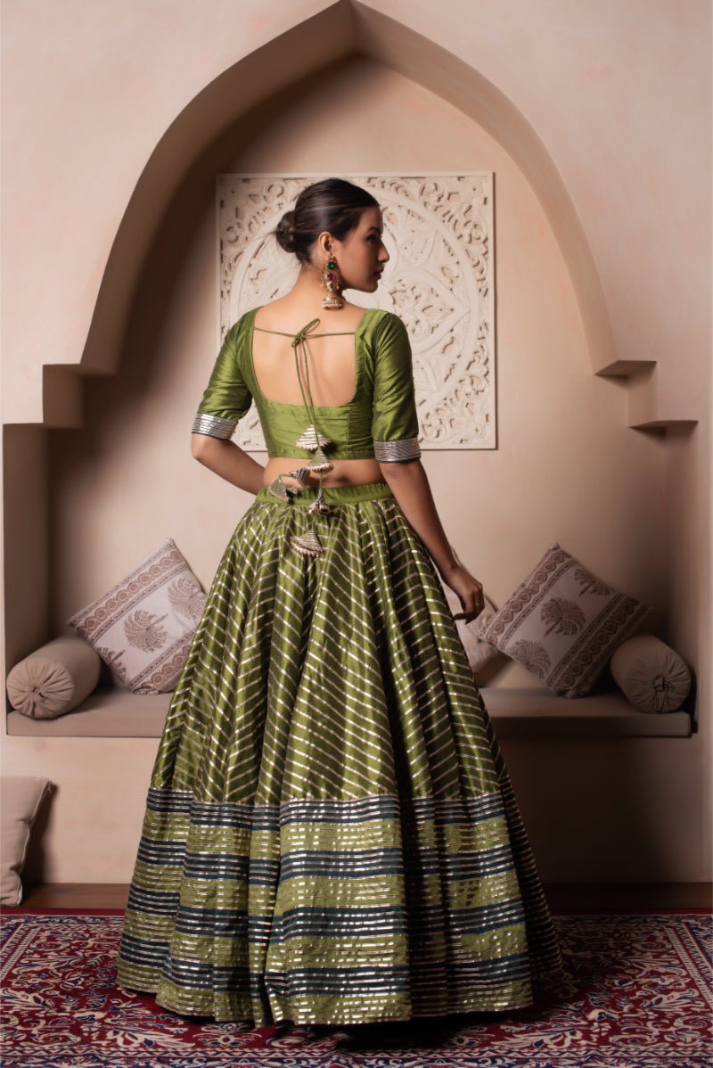 GHAZAL GREEN GOTA PATTI COTTON SILK LEHENGA SET WITH SOFT NET DUPATTA - Pomcha Jaipur