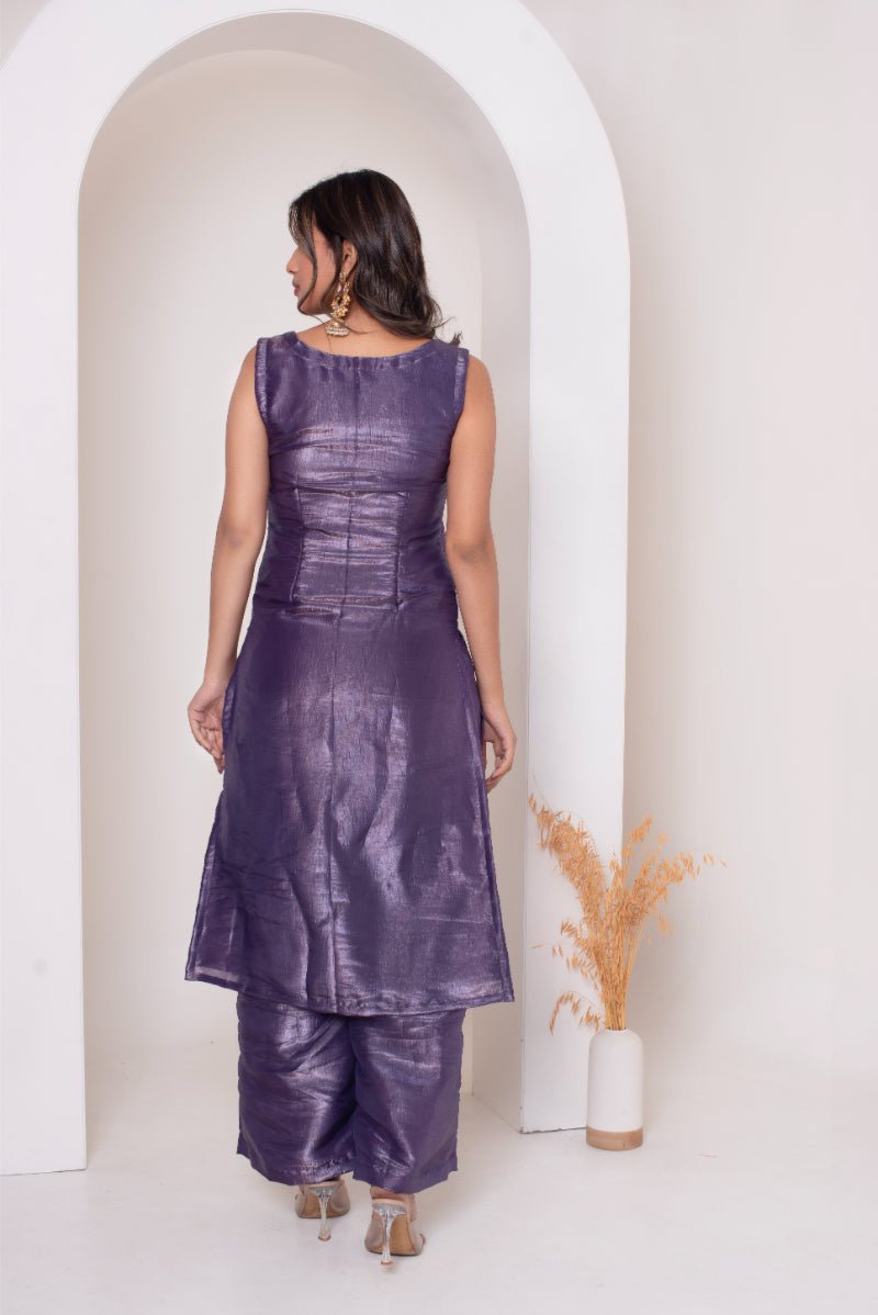 GHAZAL LIGHT PURPLE SILK KURTA SET WITH SILK FRILL DUPATTA - Pomcha Jaipur