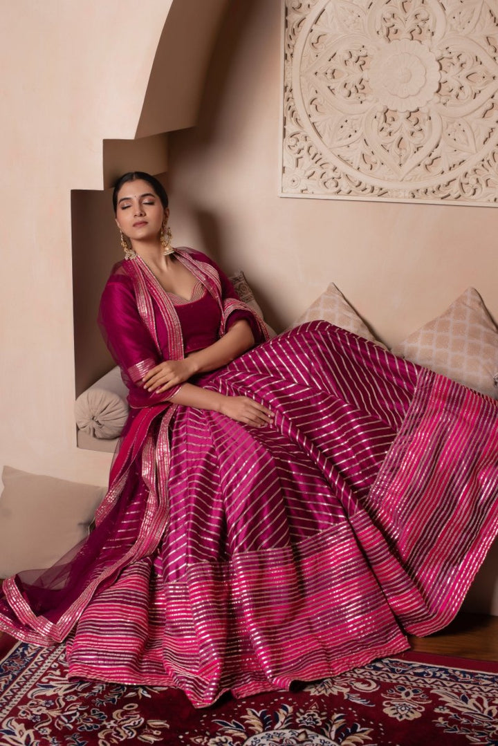 GHAZAL RAANI PINK GOTA PATTI COTTON SILK LEHENGA WITH SOFT NET DUPATTA - Pomcha Jaipur