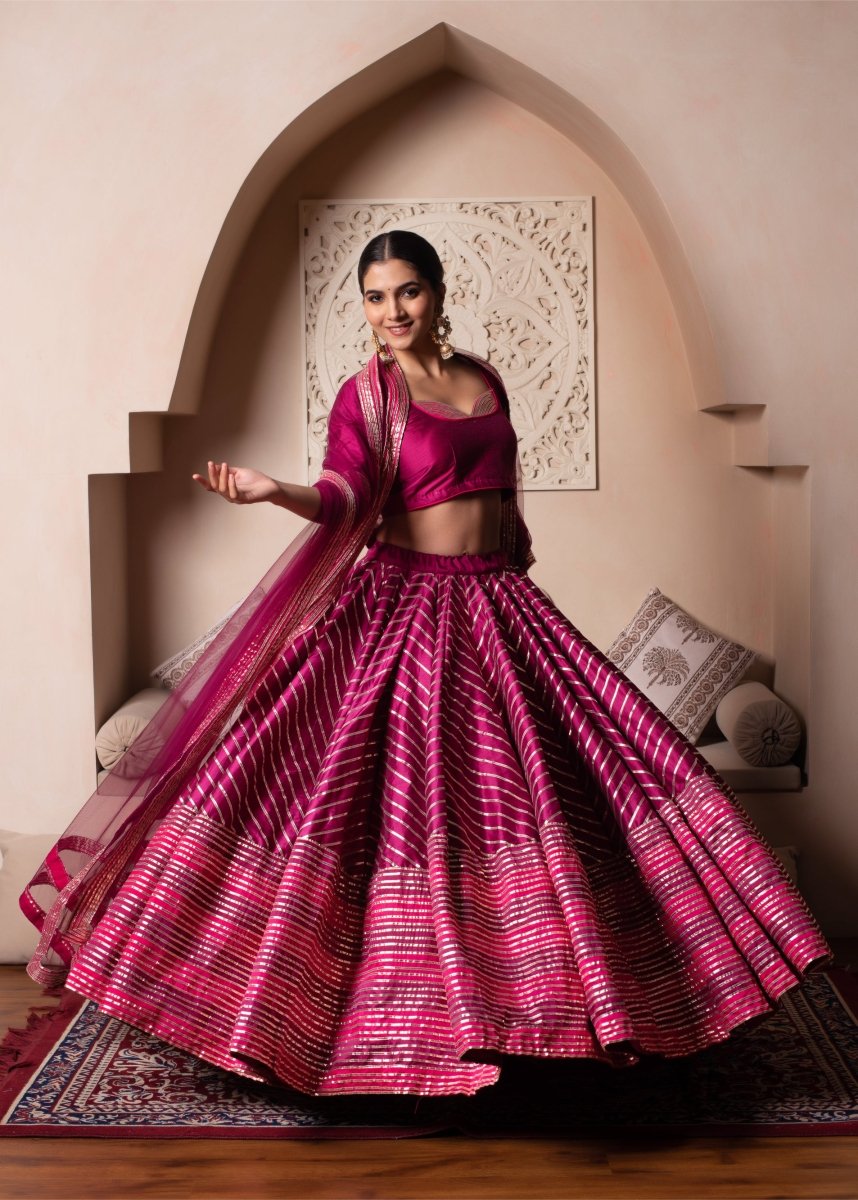 GHAZAL RAANI PINK GOTA PATTI COTTON SILK LEHENGA WITH SOFT NET DUPATTA - Pomcha Jaipur