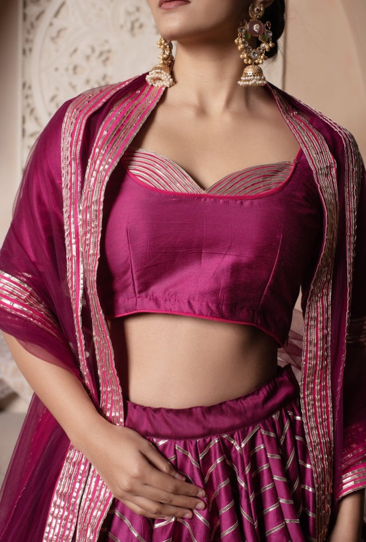 GHAZAL RAANI PINK GOTA PATTI COTTON SILK LEHENGA WITH SOFT NET DUPATTA - Pomcha Jaipur