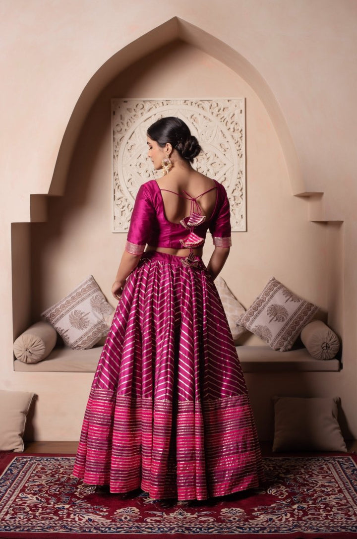 GHAZAL RAANI PINK GOTA PATTI COTTON SILK LEHENGA WITH SOFT NET DUPATTA - Pomcha Jaipur