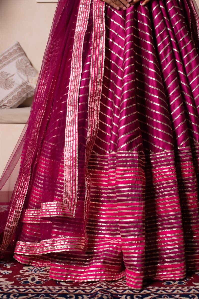 GHAZAL RAANI PINK GOTA PATTI COTTON SILK LEHENGA WITH SOFT NET DUPATTA - Pomcha Jaipur