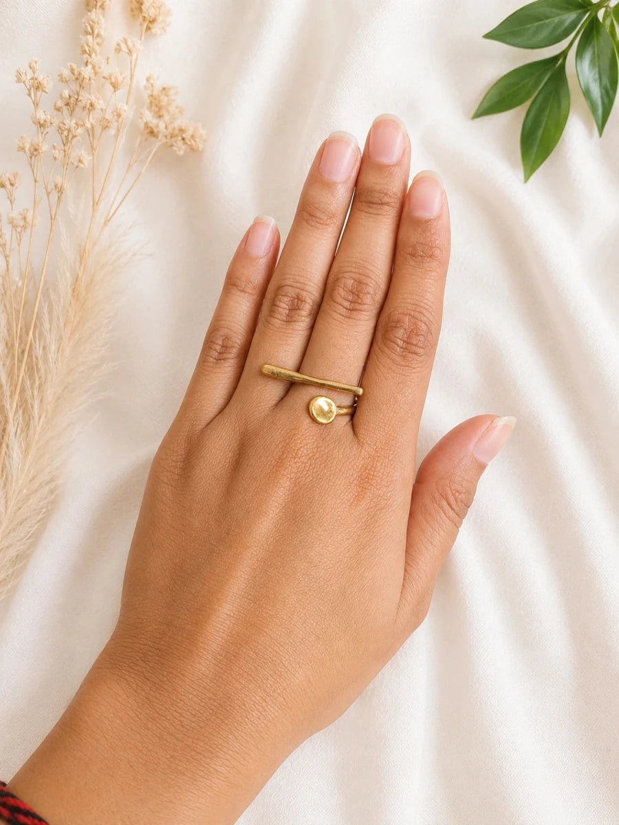 GOLD OPEN BAR RINGS - Pomcha Jaipur