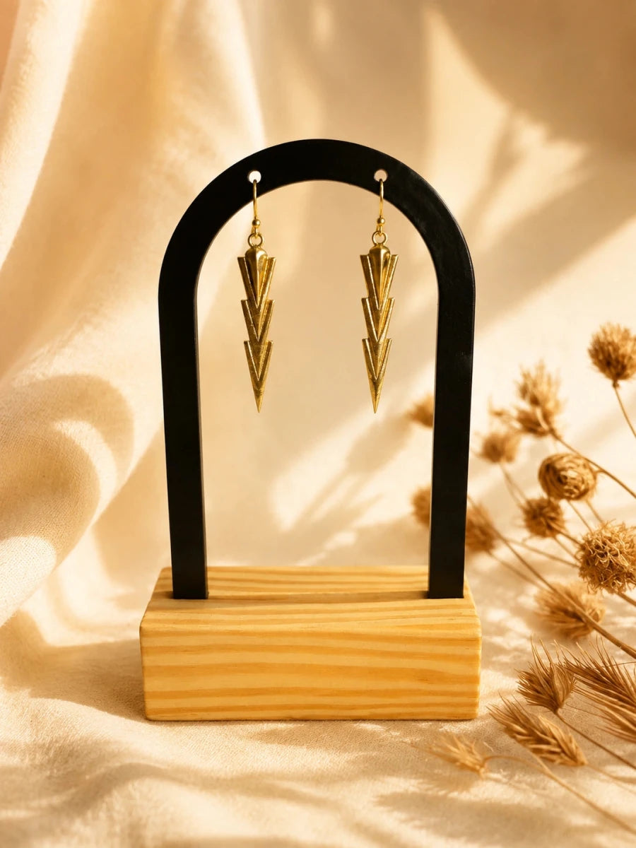 GOLDEN CONICAL DROPS EARRINGS - Pomcha Jaipur