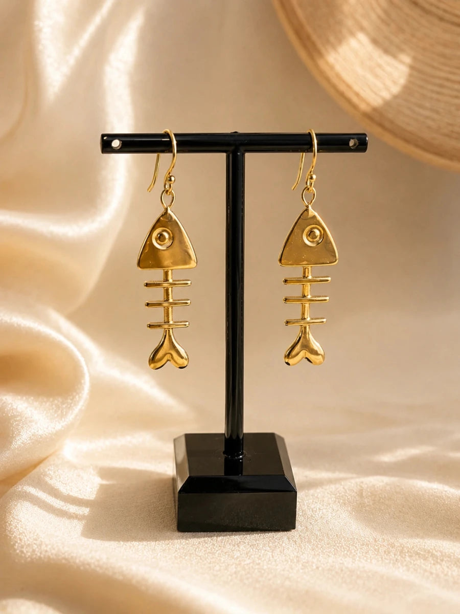 GOLDEN FISH EARRINGS - Pomcha Jaipur