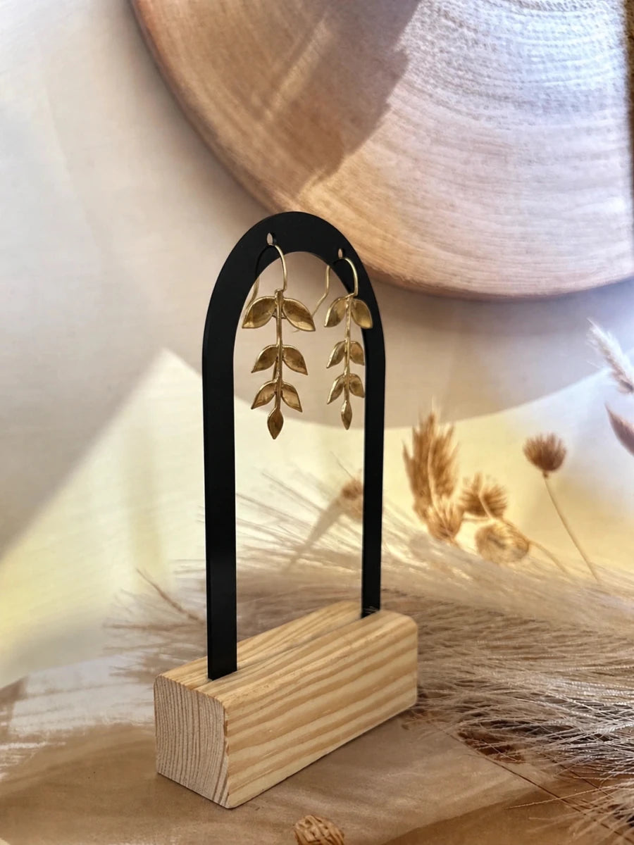 GOLDEN LEAF DROP EARRINGS - Pomcha Jaipur