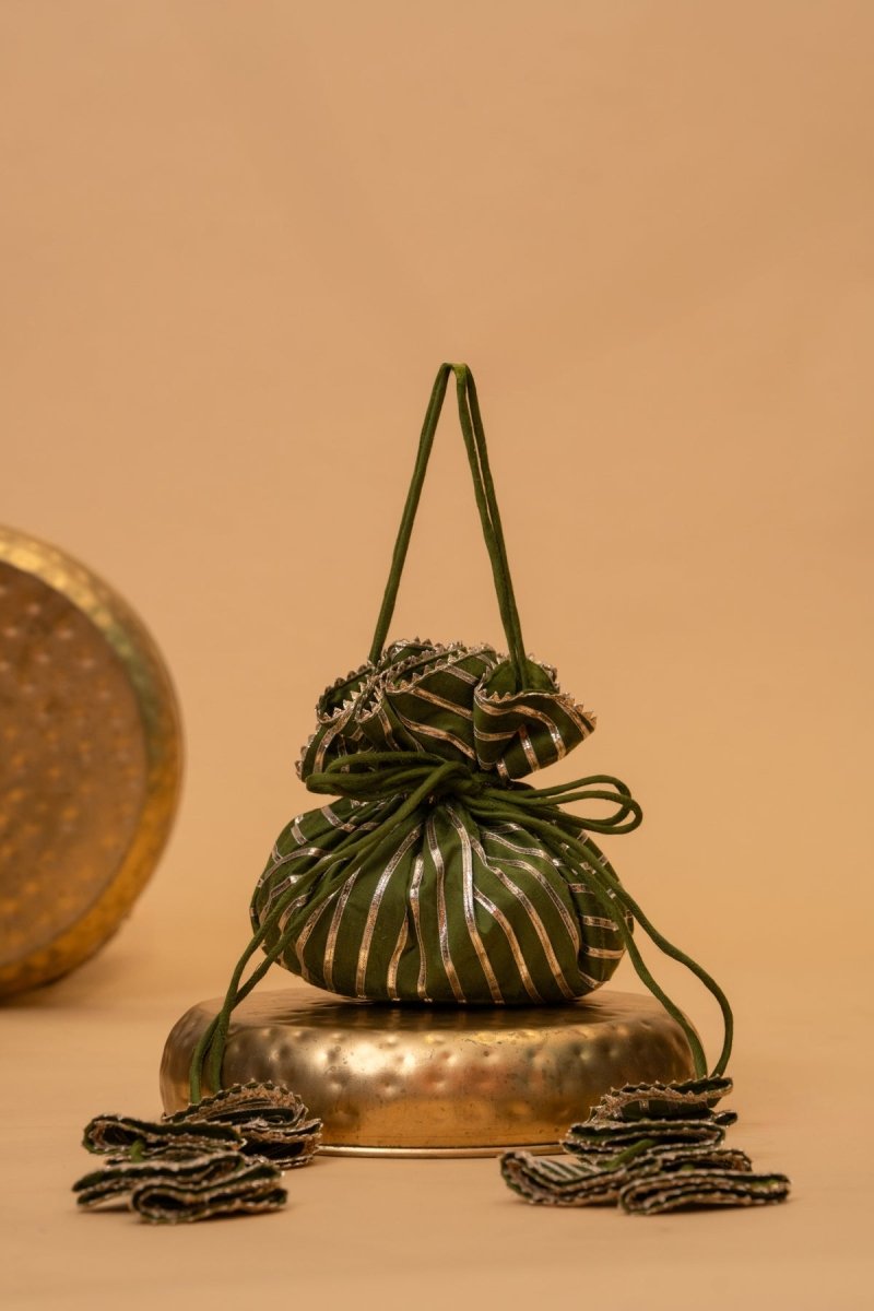 GREEN GOTA PATTI POTLI BAG - Pomcha Jaipur