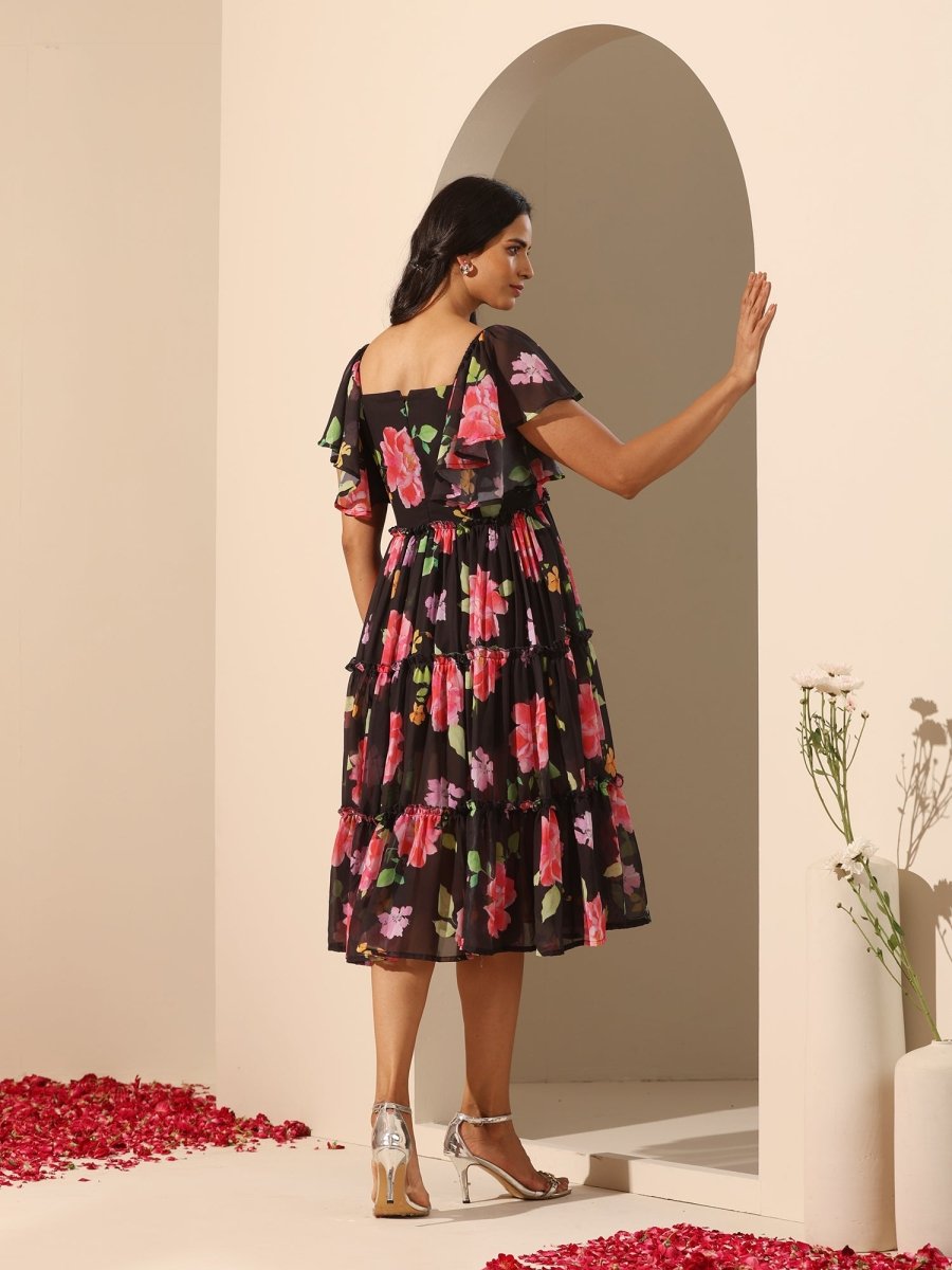 GUL GULABI PHOOL 3 TIERED DRESS - Pomcha Jaipur