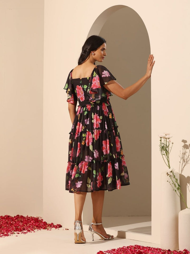 GUL GULABI PHOOL 3 TIERED DRESS - Pomcha Jaipur
