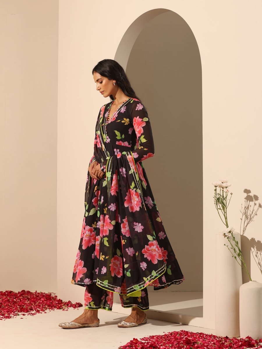 GUL GULABI PHOOL ANARKALI SET - Pomcha Jaipur