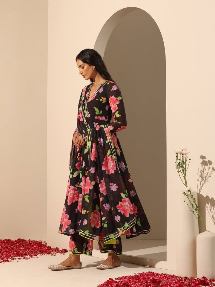 GUL GULABI PHOOL ANARKALI SET - Pomcha Jaipur