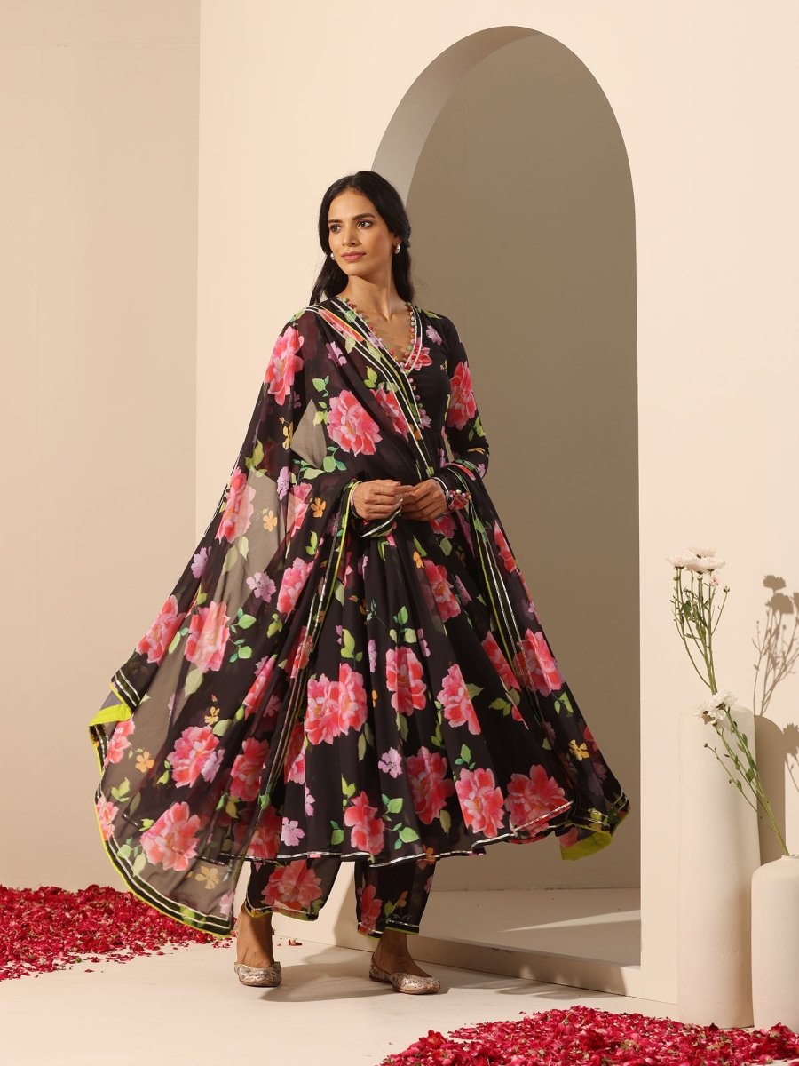 GUL GULABI PHOOL ANARKALI SET - Pomcha Jaipur