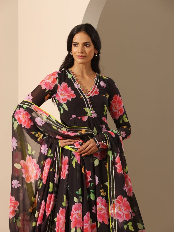 GUL GULABI PHOOL ANARKALI SET - Pomcha Jaipur