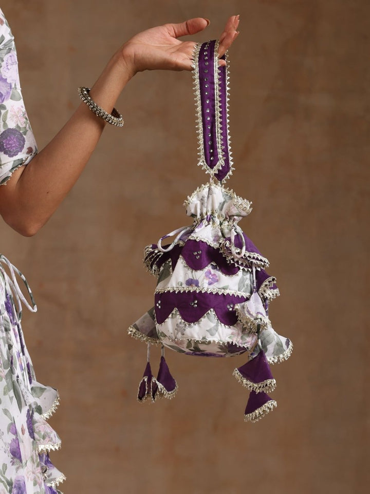 GUL JAMINI PURPLE ORGANZA LEHENGA WITH ORGANZA DUPATTA SET - Pomcha Jaipur