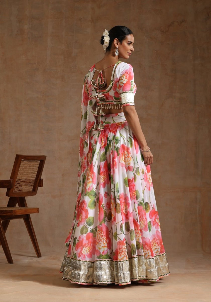 GUL NOOR WHITE Georgette LEHENGA WITH Georgette DUPATTA SET - Pomcha Jaipur