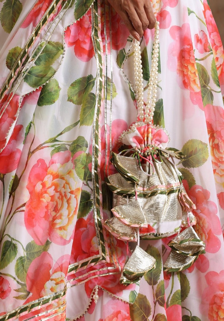 GUL NOOR WHITE Georgette LEHENGA WITH Georgette DUPATTA SET - Pomcha Jaipur