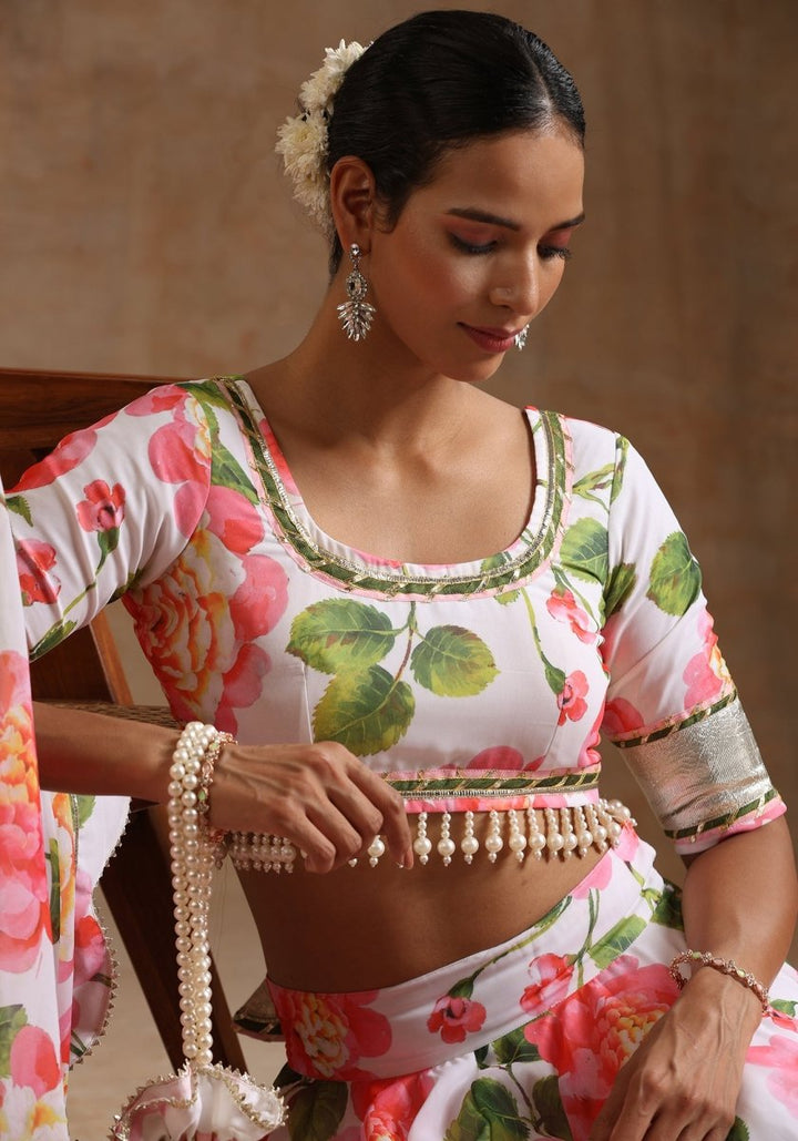 GUL NOOR WHITE Georgette LEHENGA WITH Georgette DUPATTA SET - Pomcha Jaipur