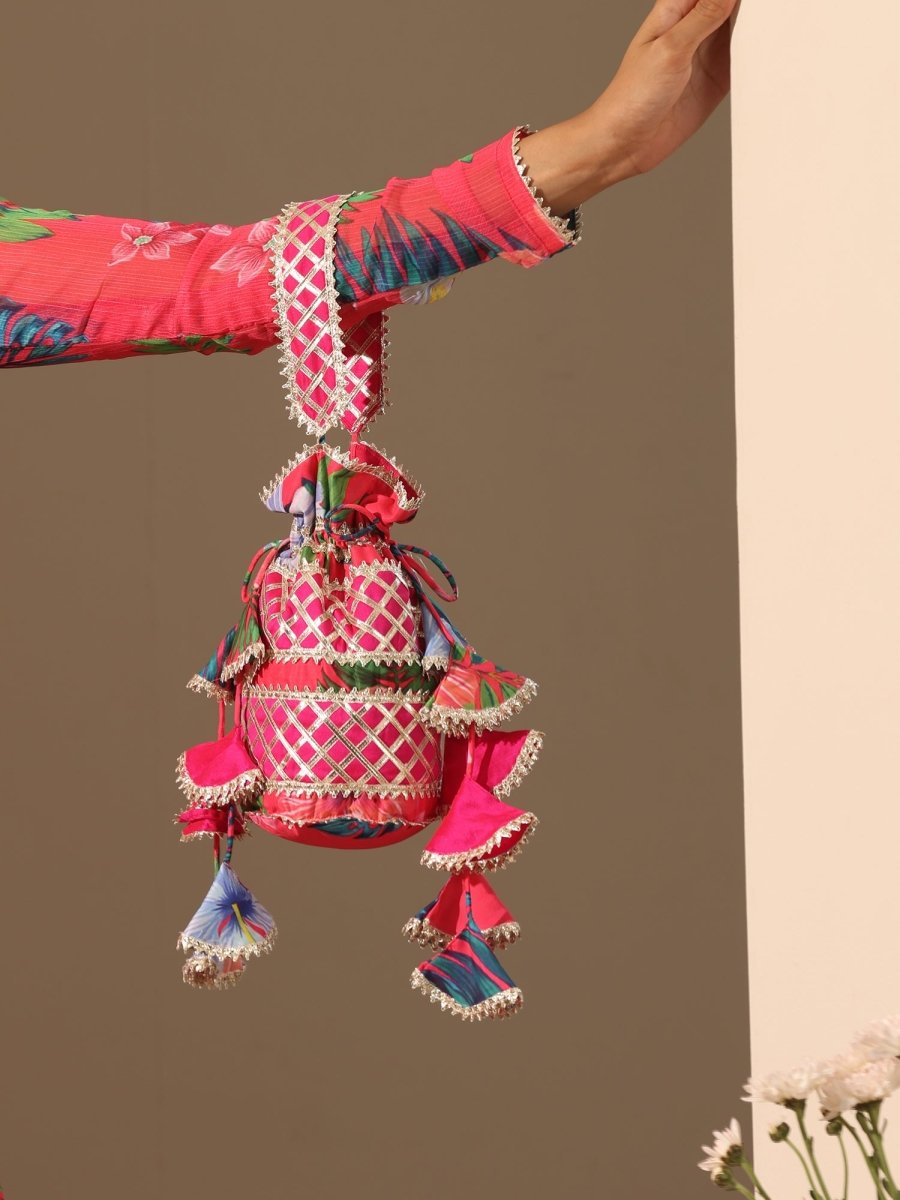 GUL QUDRAT pink muslin silk LEHENGA with digital print chiffon dupatta set - Pomcha Jaipur