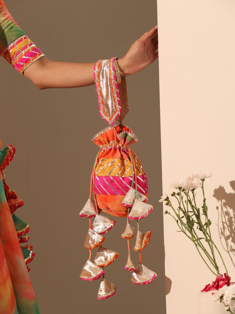 GUL RANGBIRANGI MULTICOLOR GEORGETTE LEHENGA WITH LACE WORK AND SOFT NET DUPATTA SET - Pomcha Jaipur