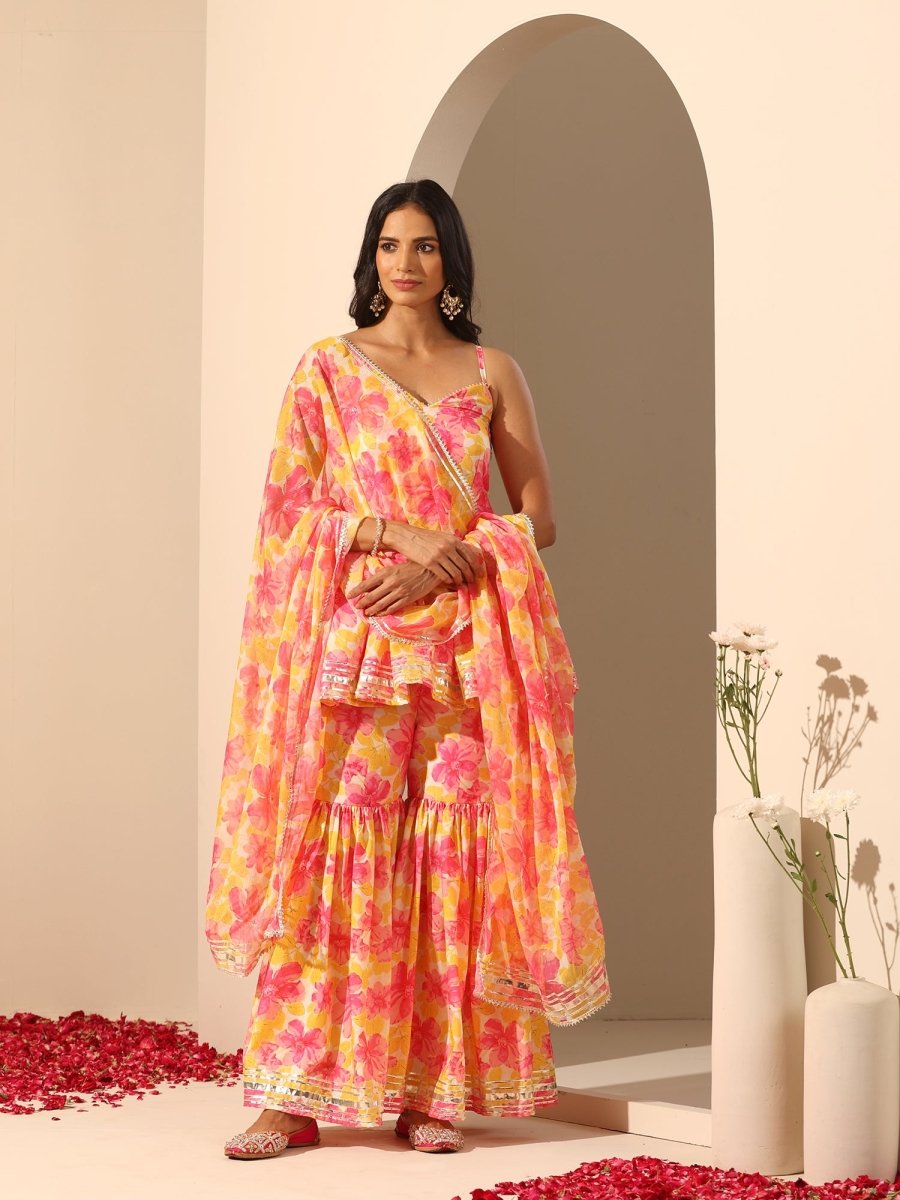 GUL RANGREZ SHARARA SET - Pomcha Jaipur