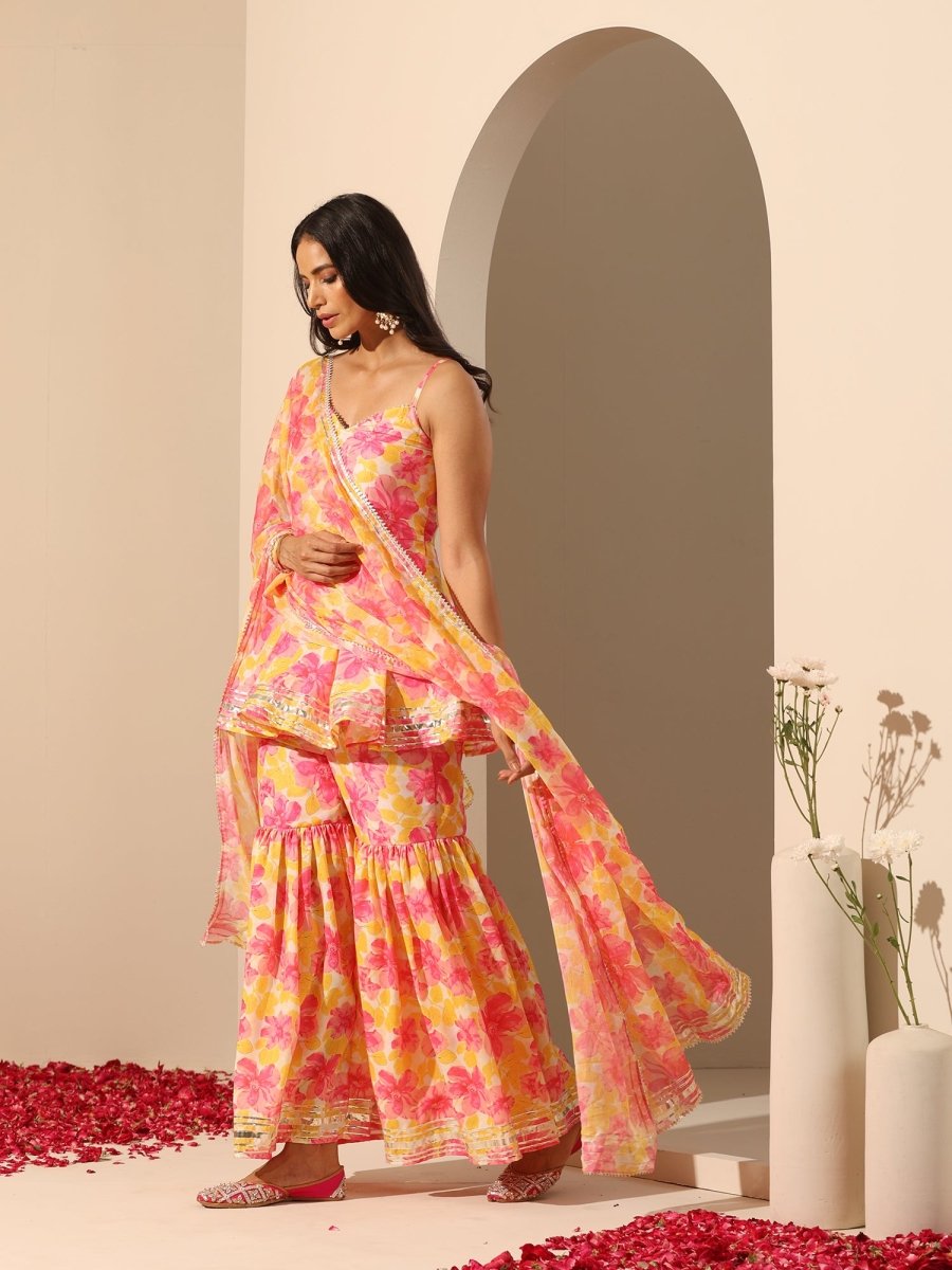 GUL RANGREZ SHARARA SET - Pomcha Jaipur