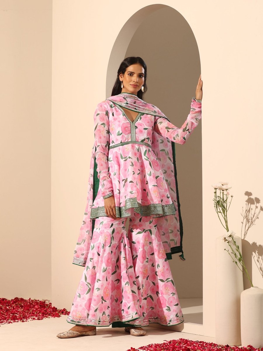 GUL ROZI SHARARA SET - Pomcha Jaipur