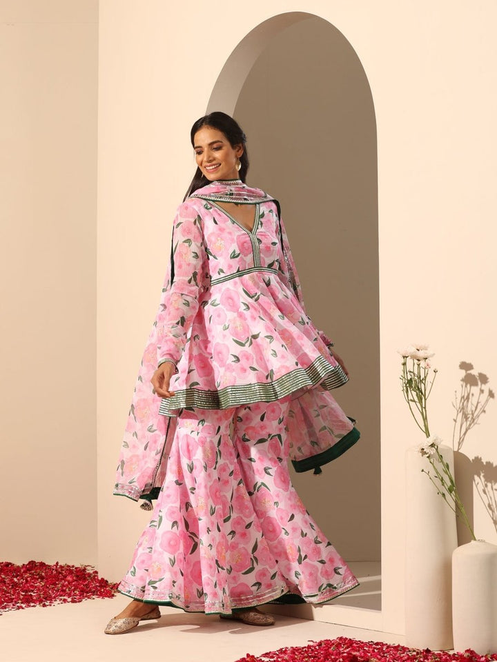 GUL ROZI SHARARA SET - Pomcha Jaipur